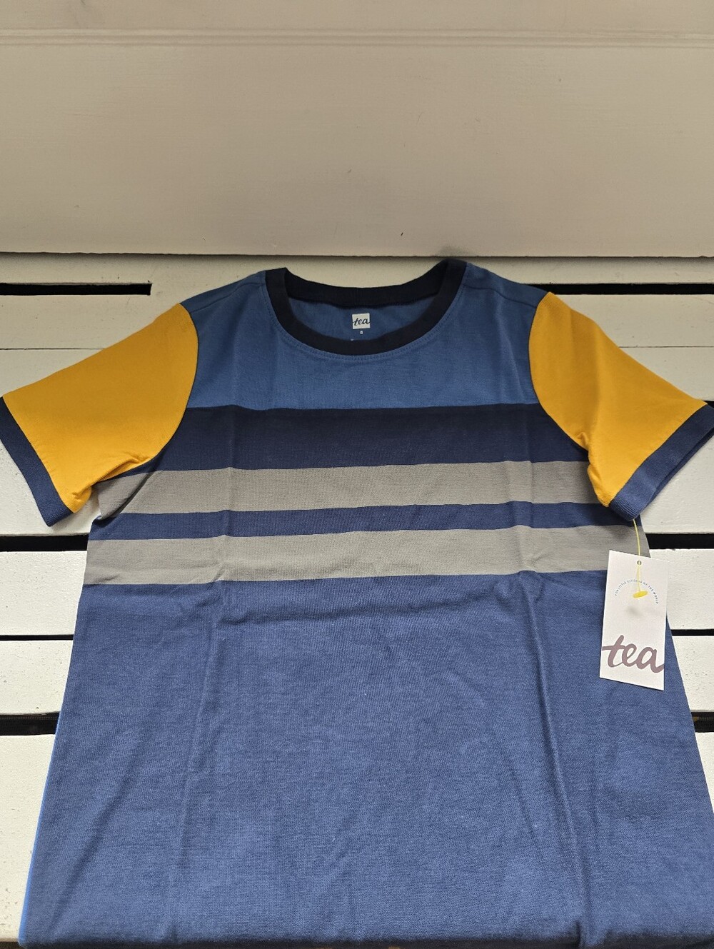 Tea Collection Boys' Blue Tee with Navy Collar